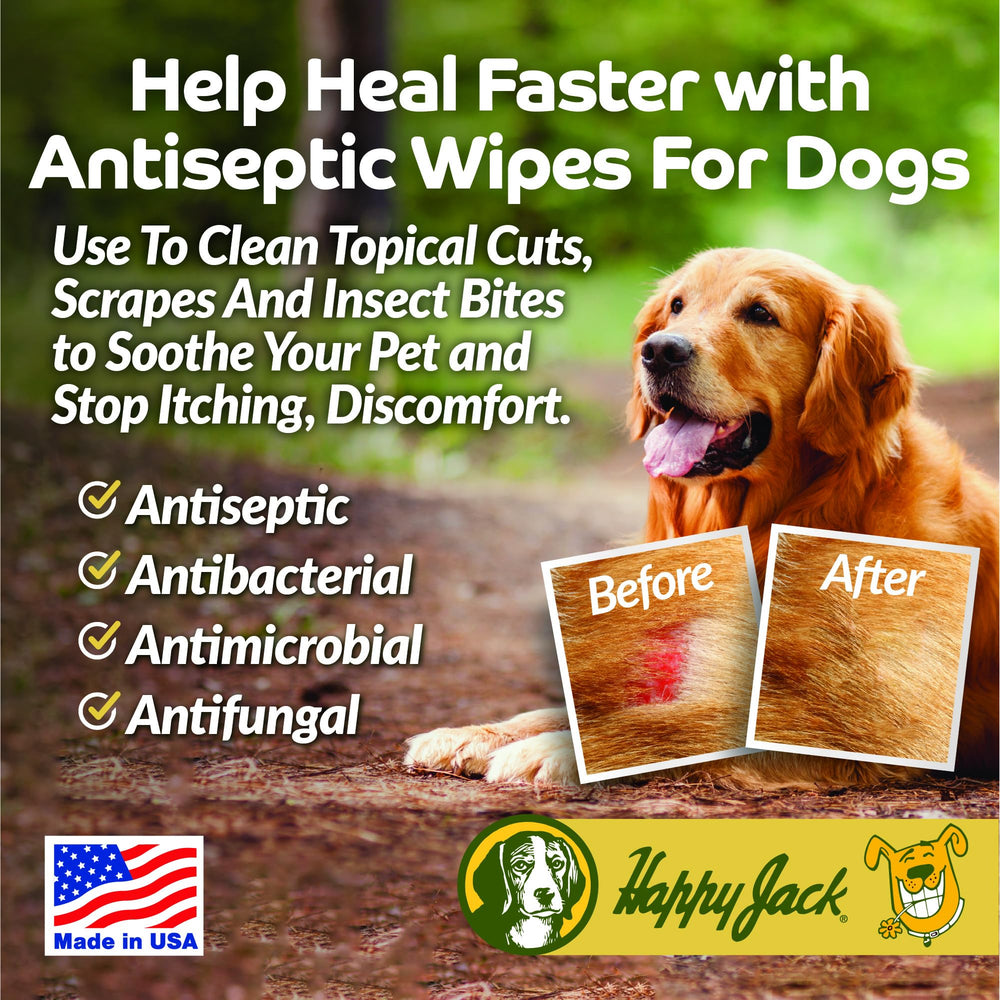HAPPY JACK KetoHexidine pet wipes for dog cleaning during routine grooming