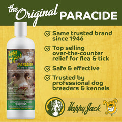 Happy Jack Paracide shampoo cat wash demonstrates multi-species use in grooming.