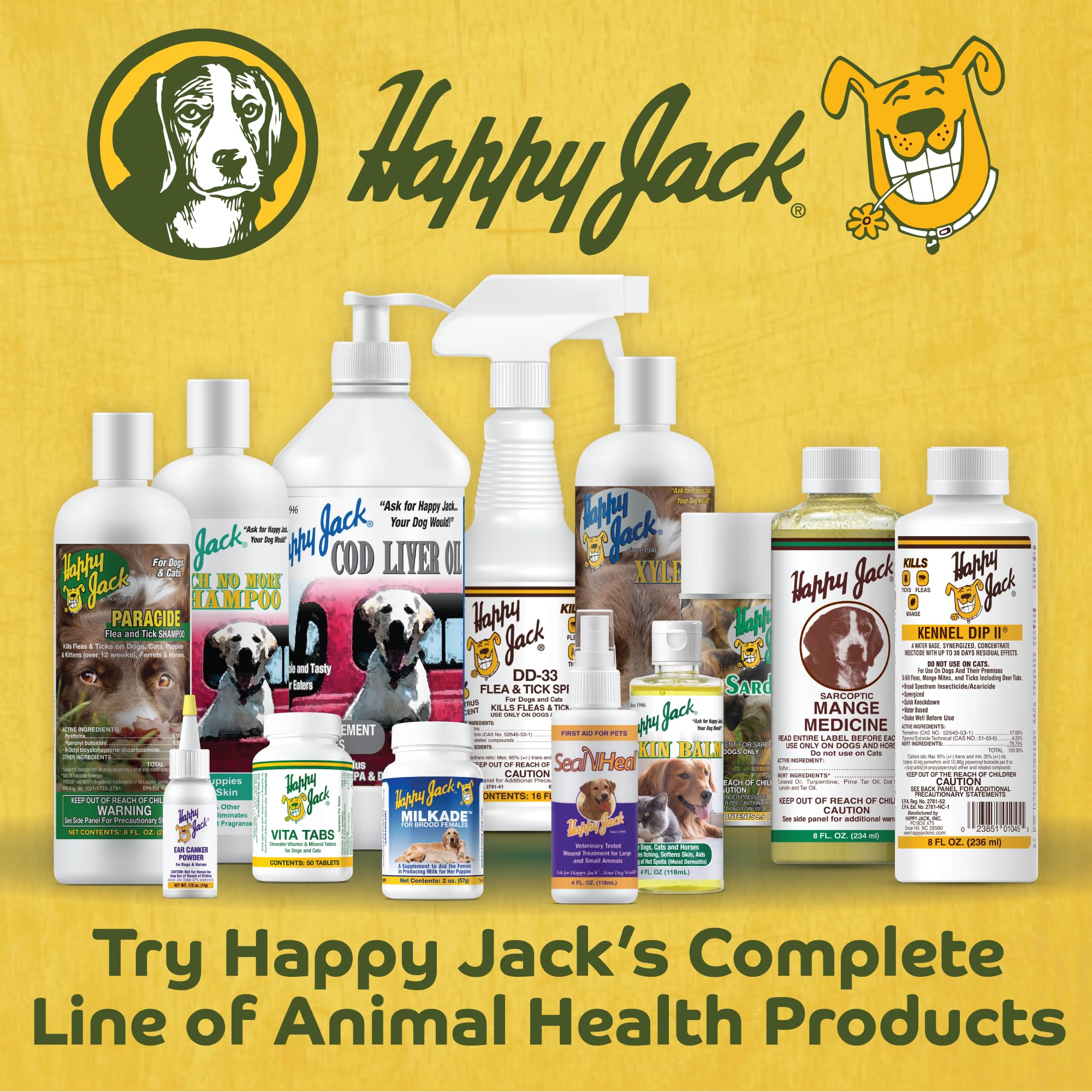 Happy Jack polvo sin olor ideal para mascotas de colores claros