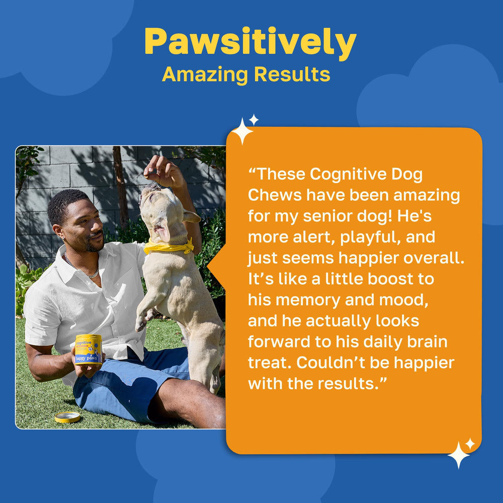 Happy Paws vet-formulated blend emphasizes clinically studied ingredients for purity.