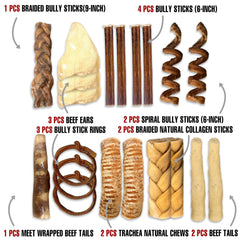 Happy Pet Mart natural dog chews closeup highlighting protein-rich bully sticks