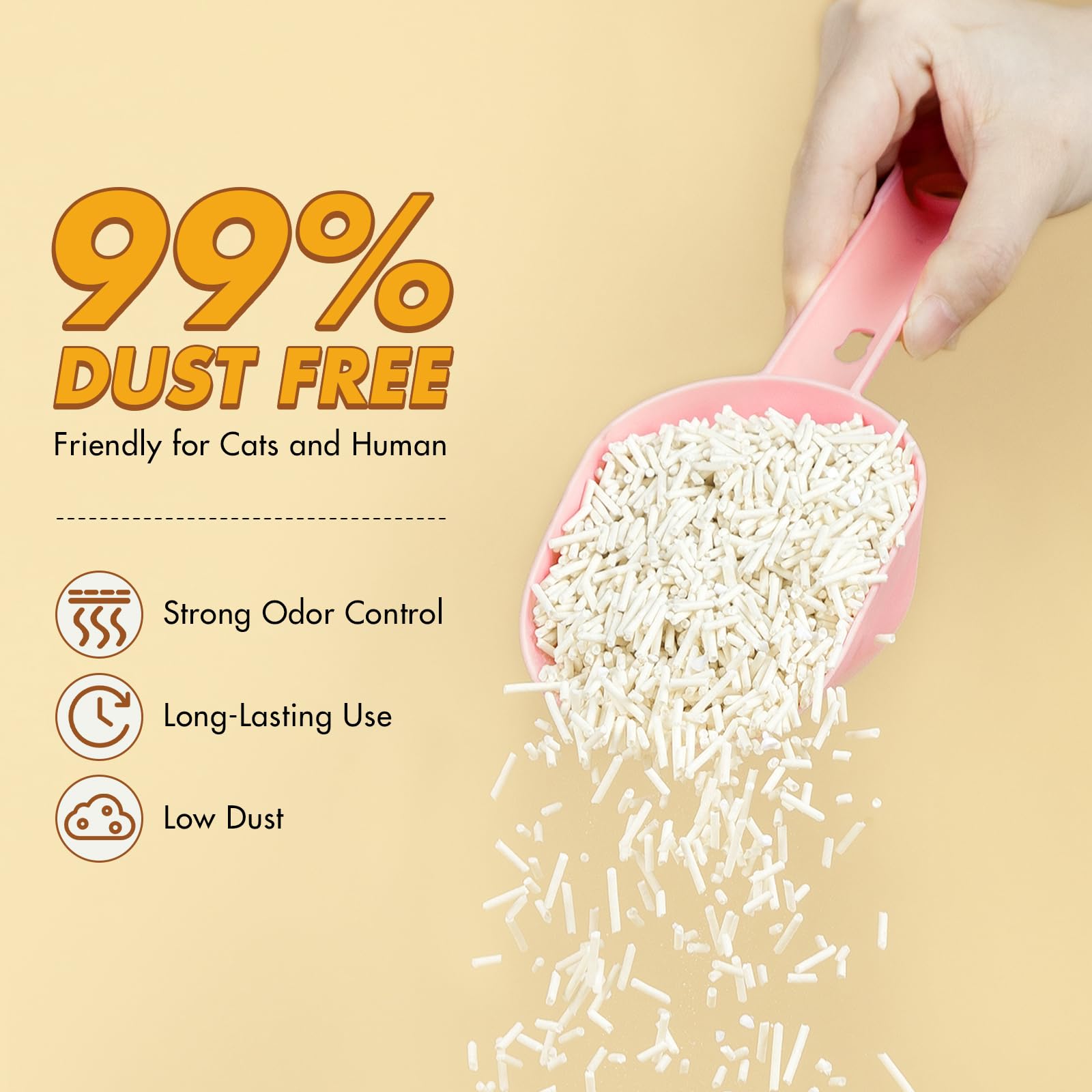 Happy & Polly tofu cat litter is flushable, allowing simple, small-load disposal.