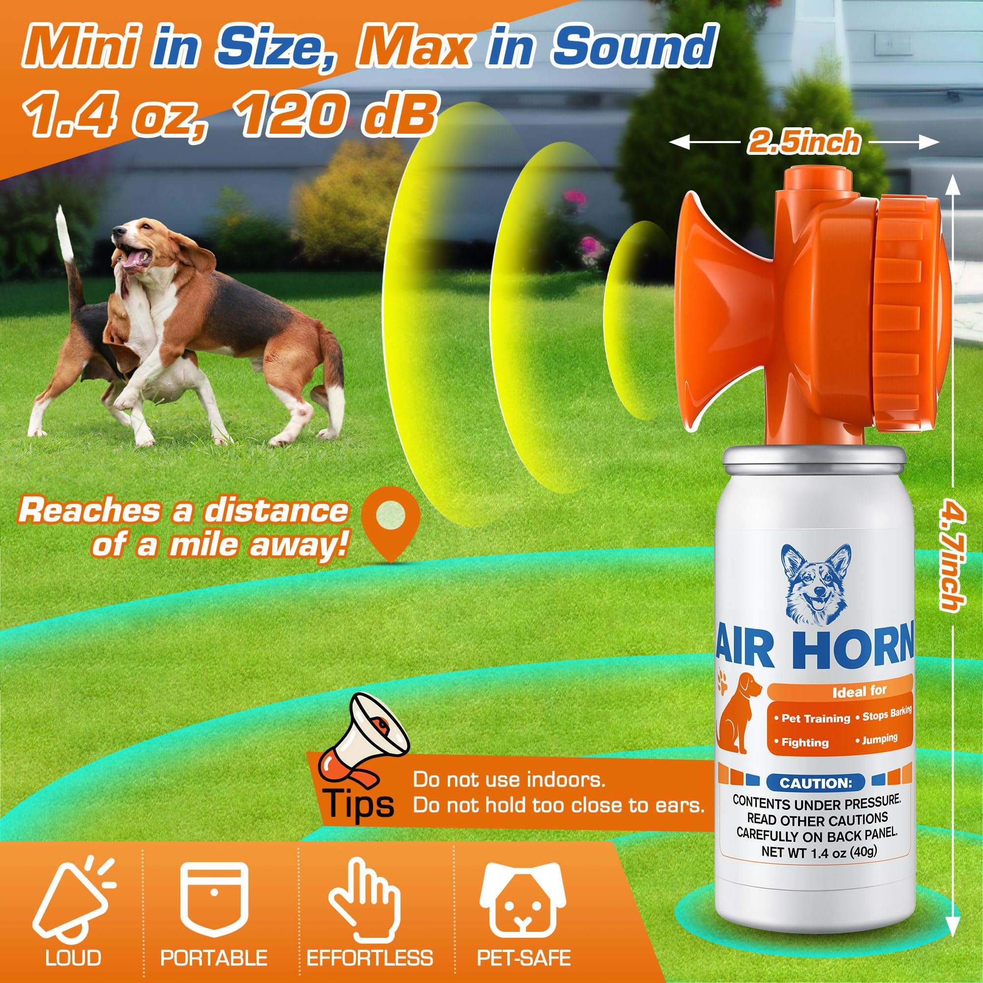 HappyAlley Air Horn compact size shown for pocket-ready protection.
