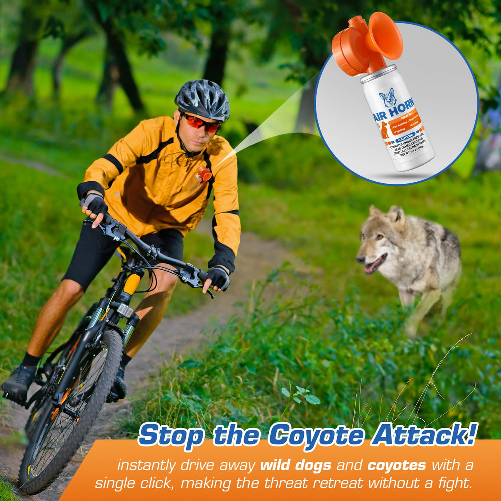 HappyAlley Air Horn orange body held for grab-and-go safety.