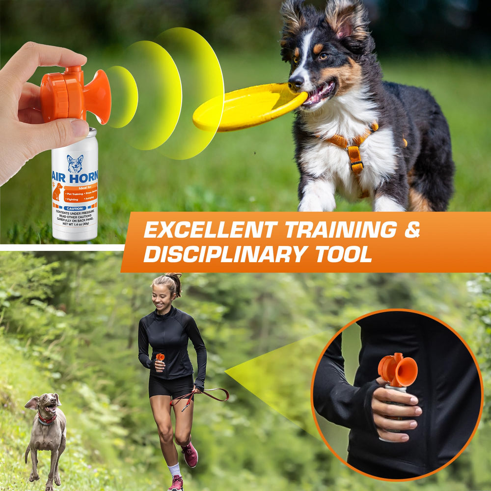 HappyAlley Air Horn used as dog training tool to grab attention.