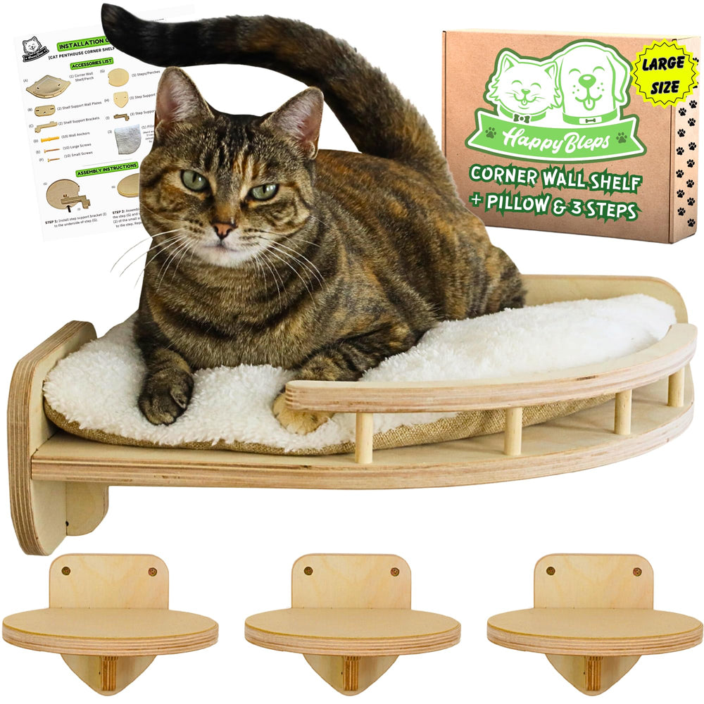 HappyBleps large cat wall shelves wide surface for comfortable lounging.