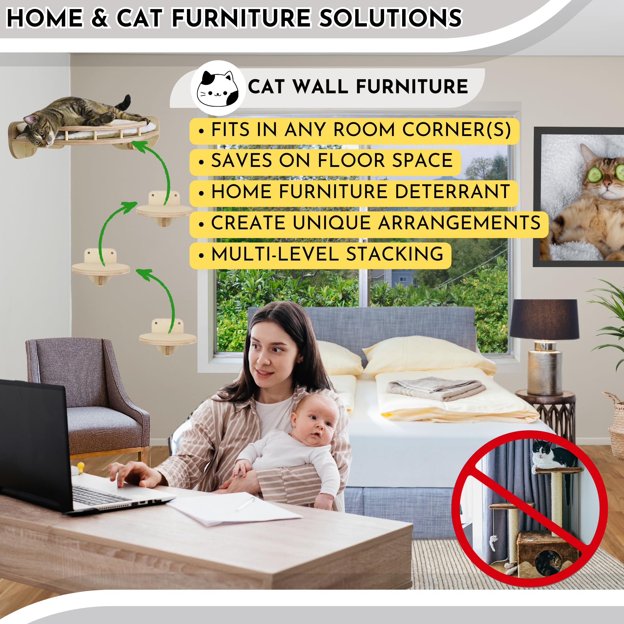 HappyBleps safe-secure cat perch demonstrates dependable wall integration.