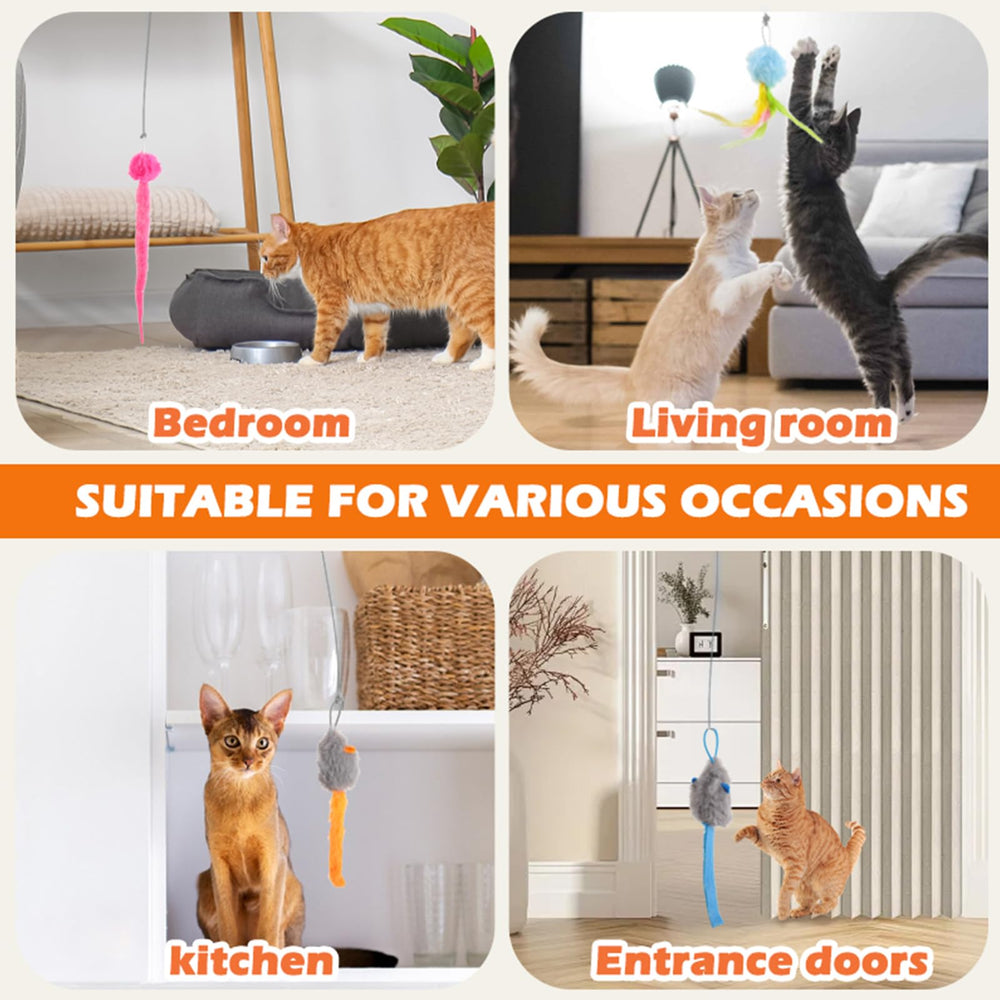 HappyCode cat teaser blue features durable soft attachments for safe feline fun.