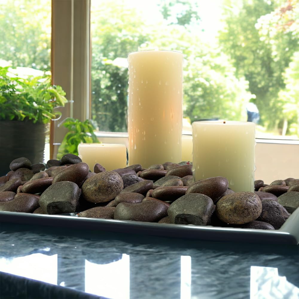 HappyFiller red pebbles vase filler creates polished, decorative arrangements.