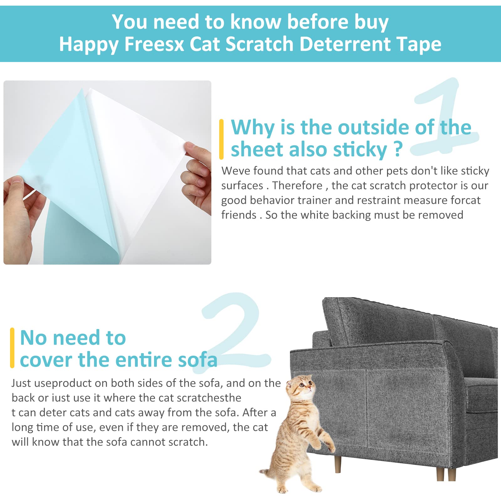 HappyFreeSX cat scratch tape safe materials ensure pet-safe use around curious cats.