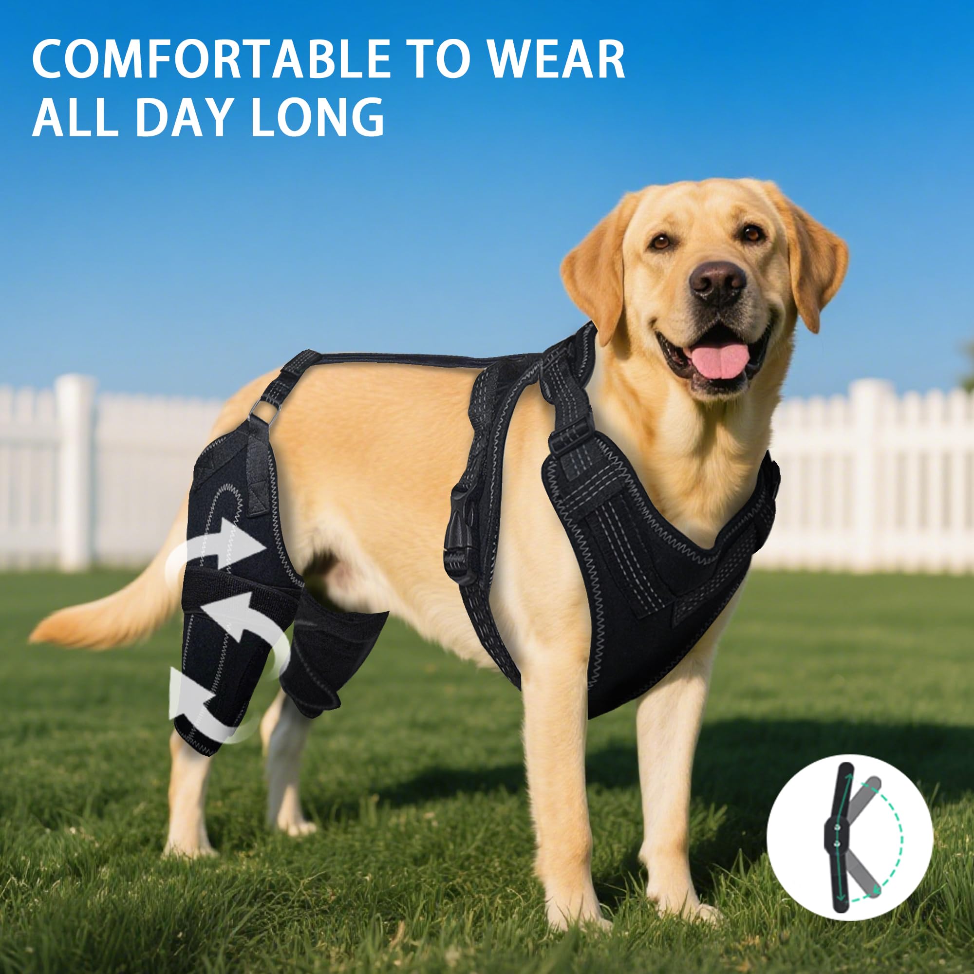 HAPPYHAO knee brace includes an outdoor leash for convenient walks.