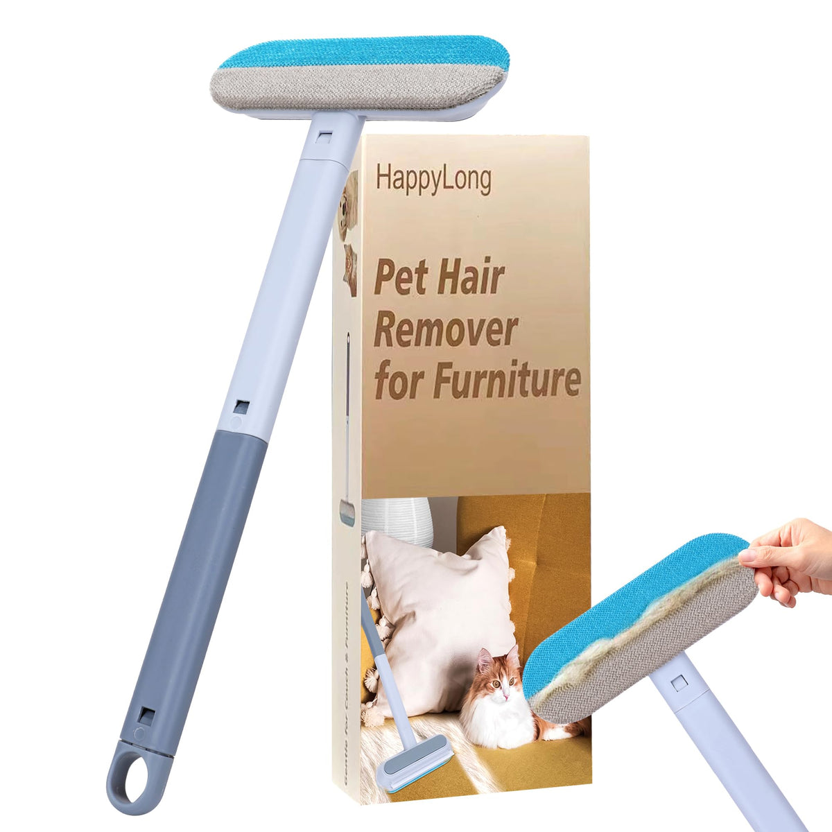 HappyLong quitapelusas para pelo de mascotas en muebles, eficiente y rápido