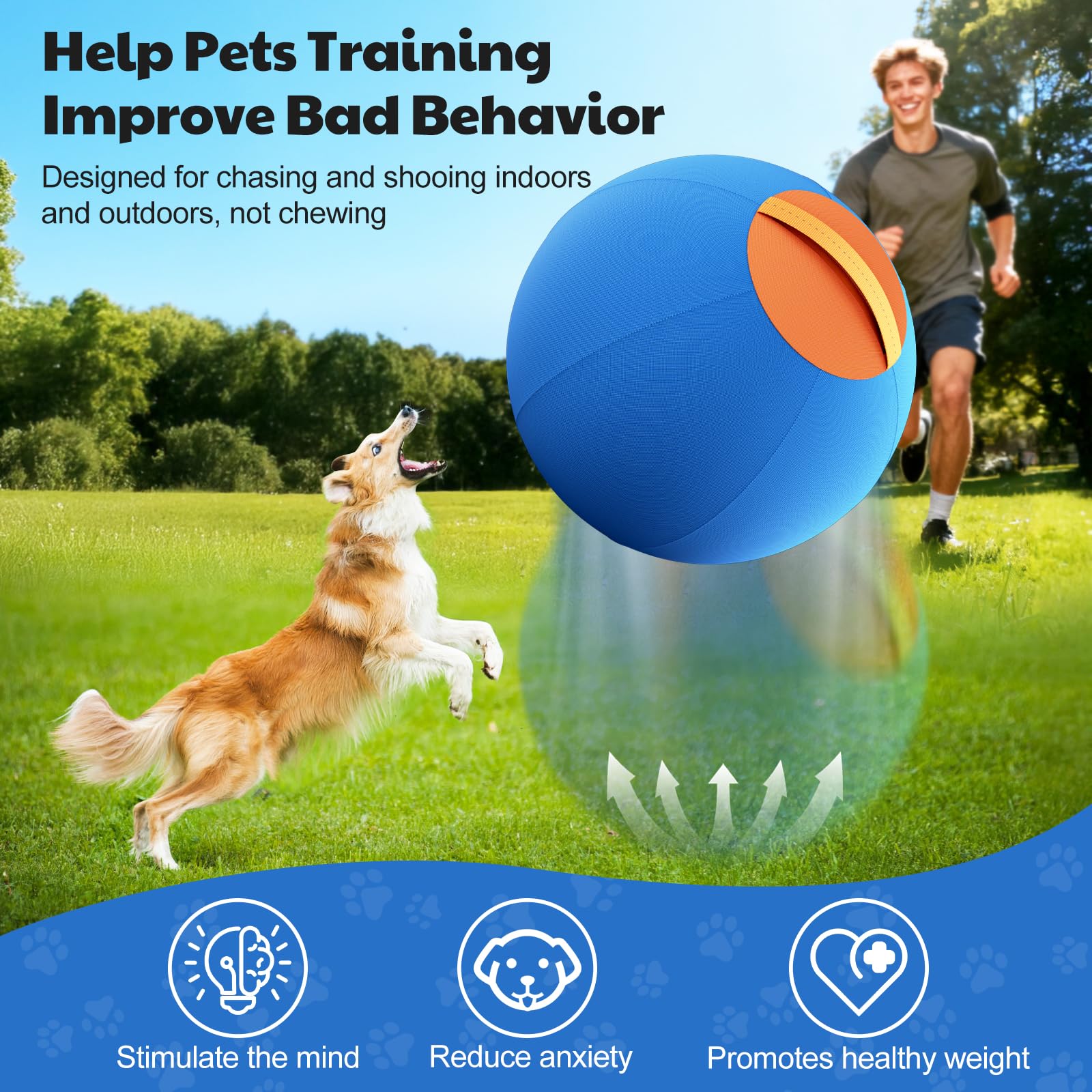 Happypaw 30inch Herding Ball hidden zipper protects against chewing during sessions.