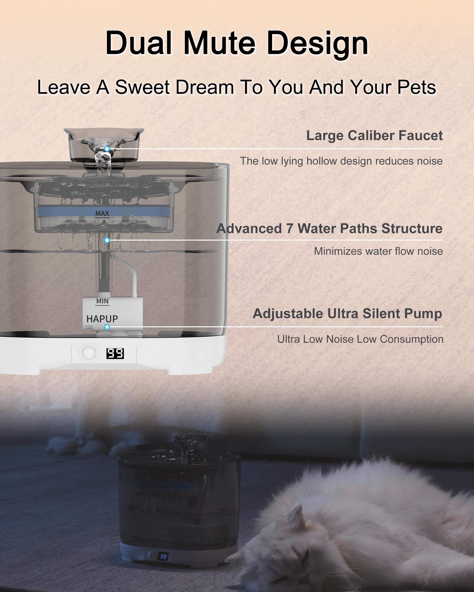 HAPUP 73oz reservoir minimizes frequent refills during busy days.