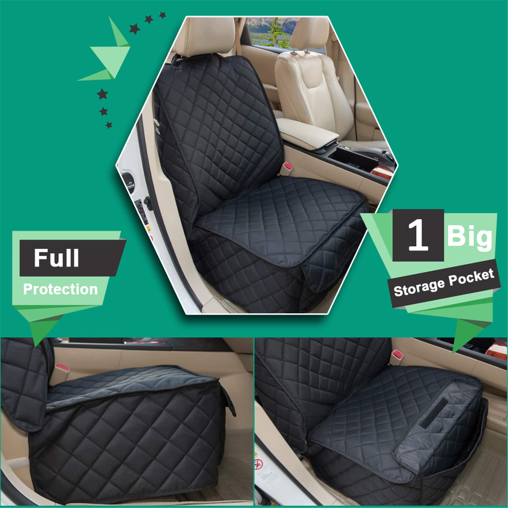 HAPYFOST big pocket on front seat cover for leash and toy storage