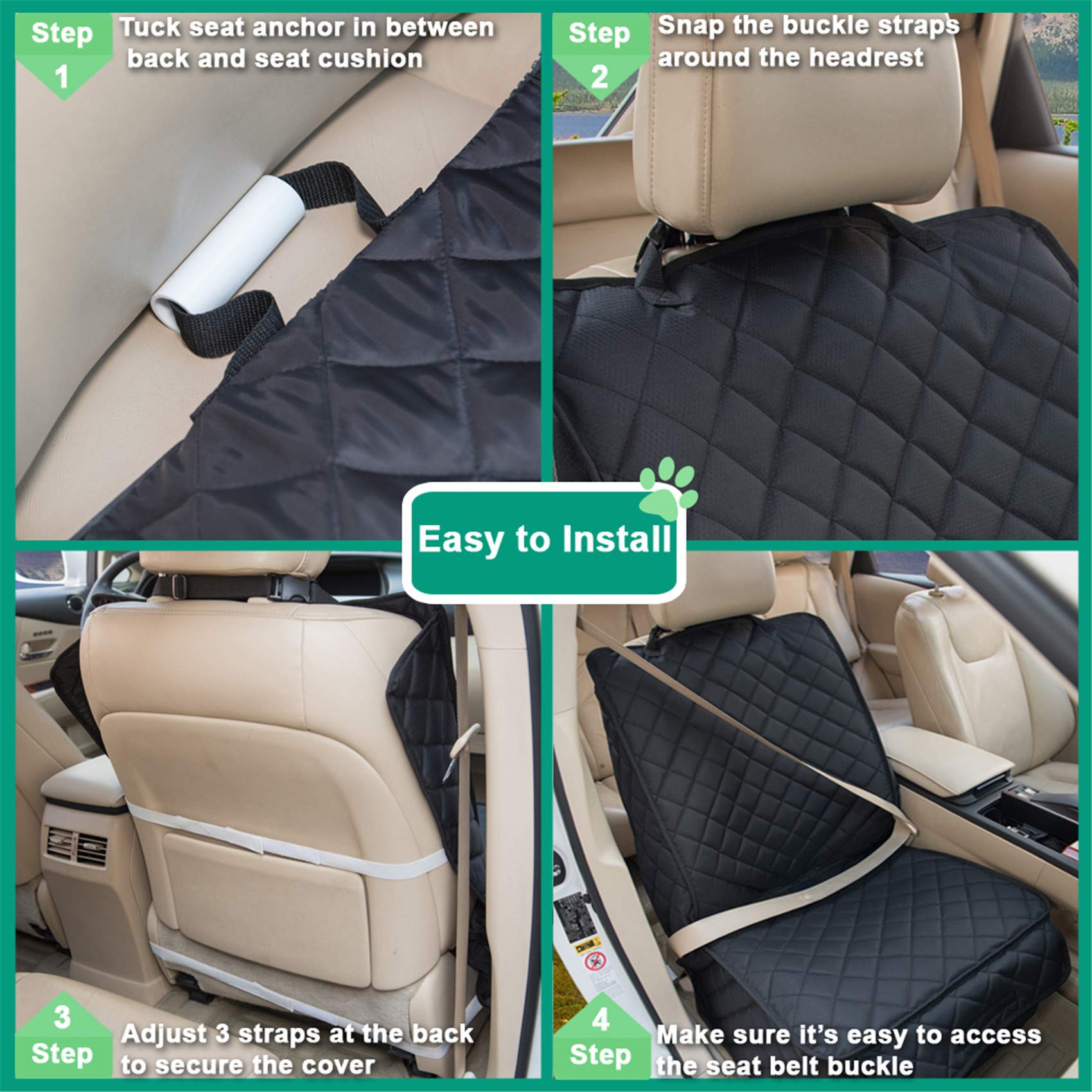 HAPYFOST easy-install buckles and anchors securing the seat cover