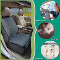 HAPYFOST front-seat cover with side flaps shields seat edges from scratches and mud.