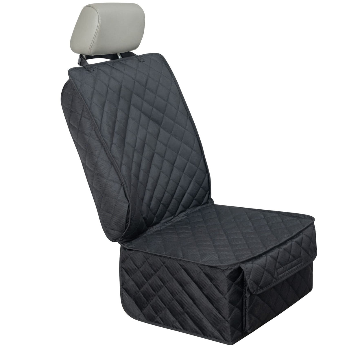 HAPYFOST waterproof front seat cover protecting a car seat during muddy trip