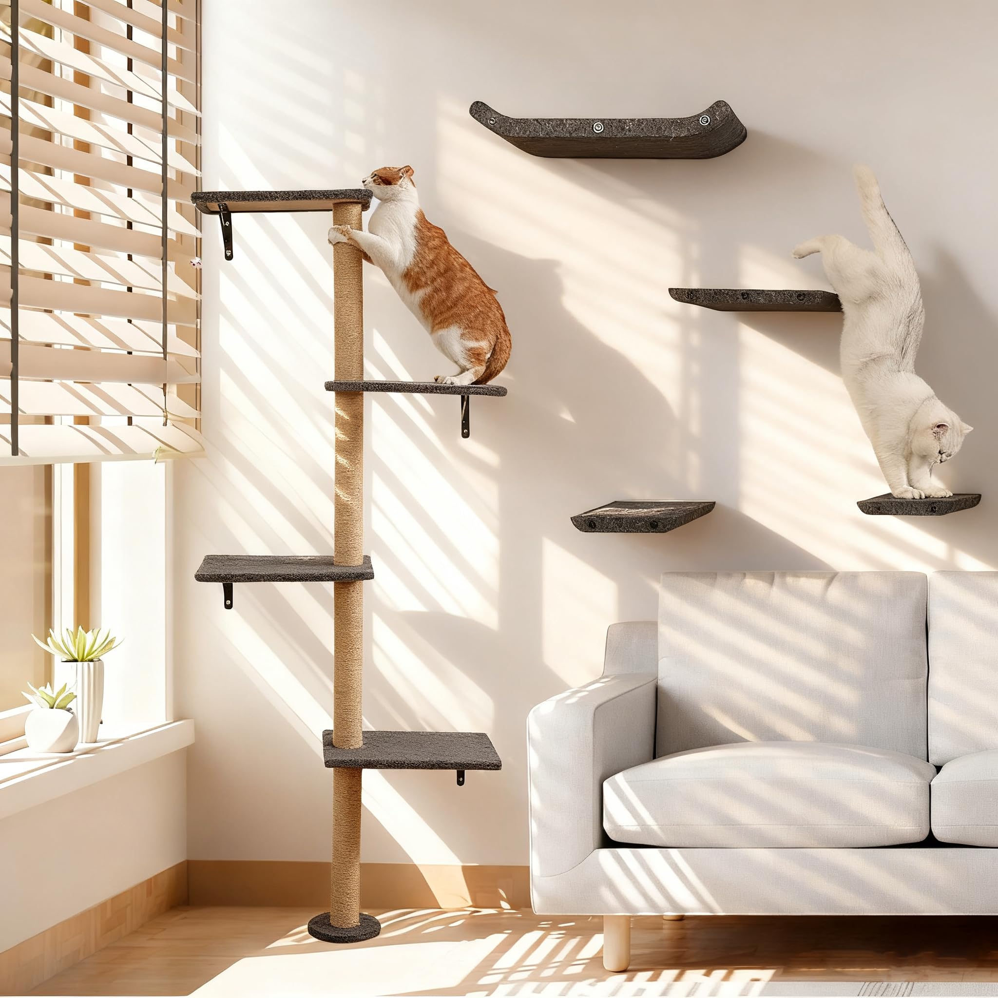 HAPYKITYS easy-install PET felt material-grey enables quick, lightweight DIY jungle gym setup.