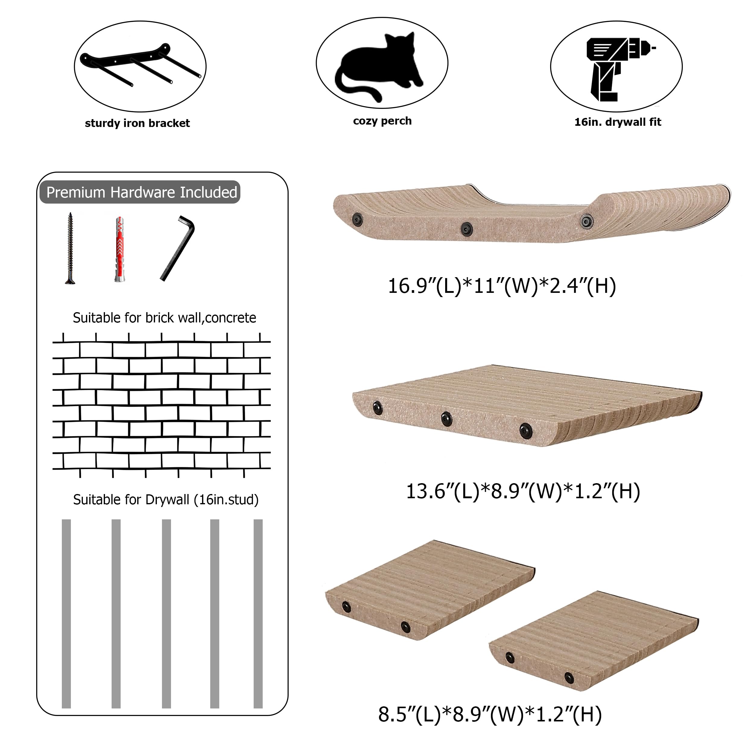 HAPYKITYS maximize-space vertical cat walkways; compact setup fits smaller rooms.