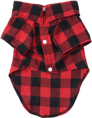 Harbyel plaid dog shirt fabric closeup highlights skin-friendly cotton