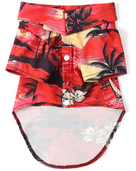Harbyel Hawaii dog shirts pattern closeup shows vibrant pattern for stylish outings.