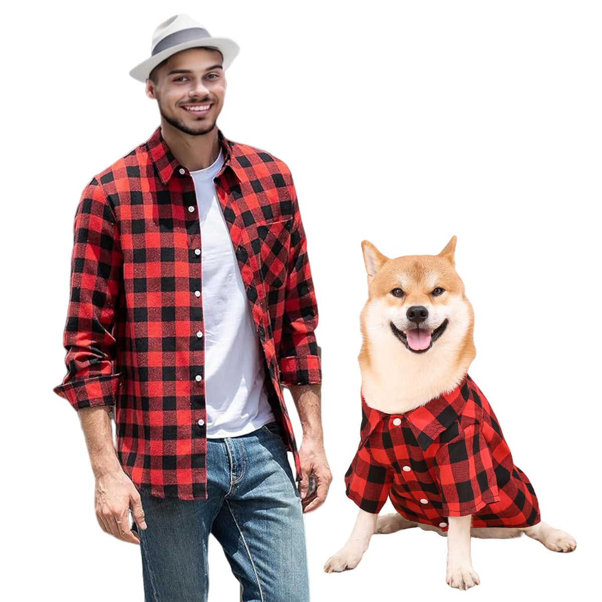 Harbyel plaid dog shirts front view for everyday comfort and style