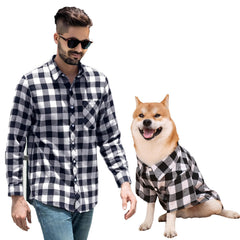 Harbyel plaid dog shirt front view for stylish everyday wear and easy on/off.