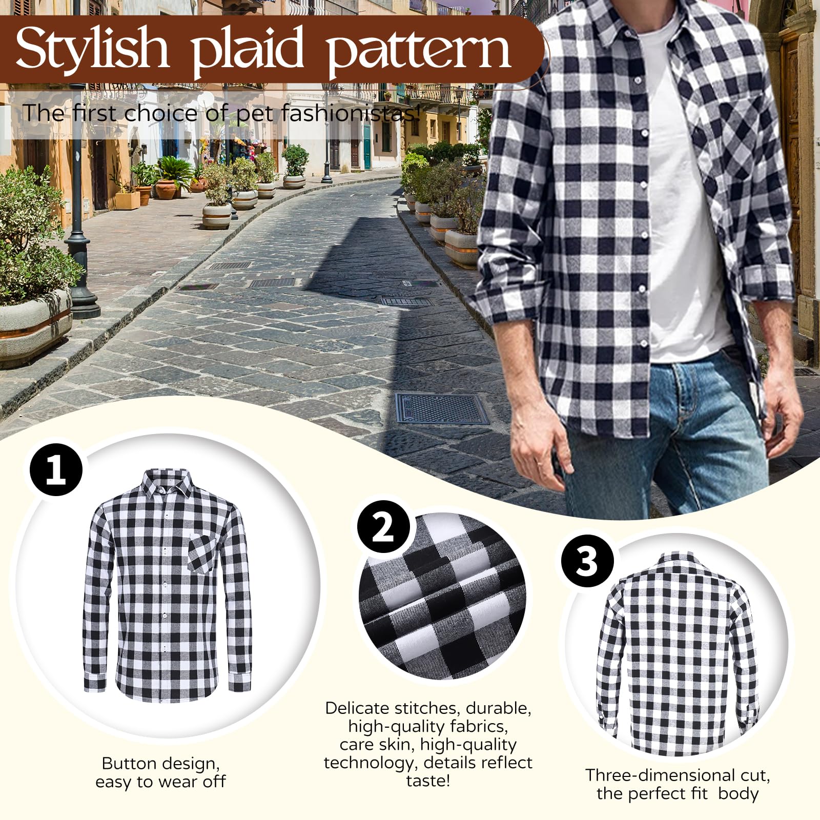 Harbyel plaid dog shirt layering-use demonstrates versatile warmth for cooler days.
