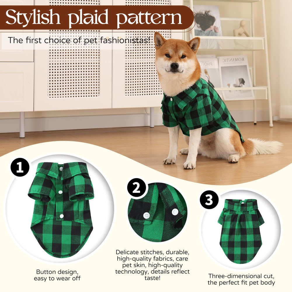 Harbyel plaid dog shirts back view highlighting versatile fit