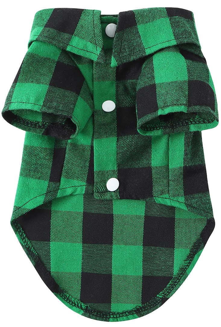 Harbyel plaid dog shirts close-up buttons highlight easy on/off design