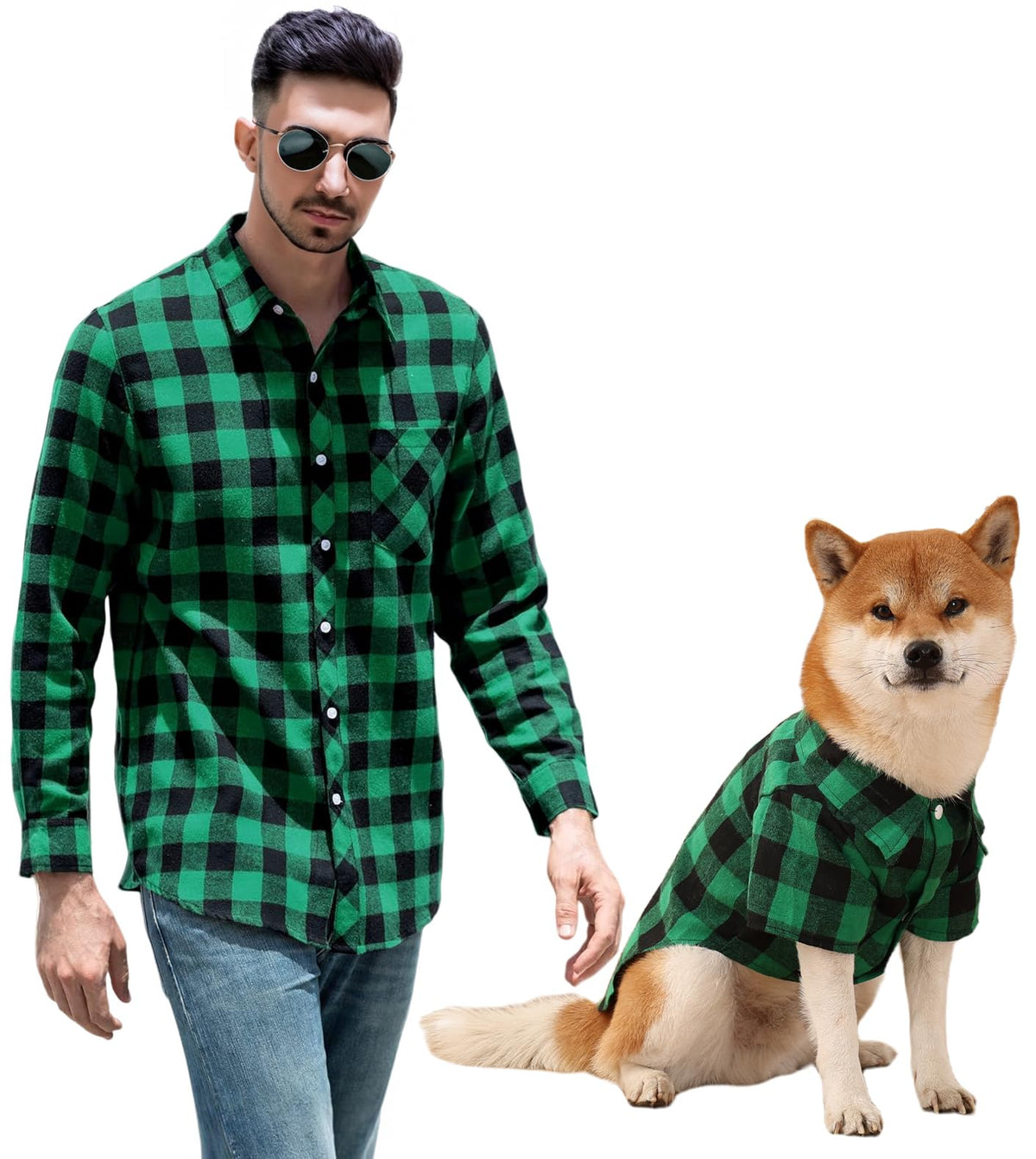 Harbyel plaid dog shirts front view shows stylish comfort for dogs