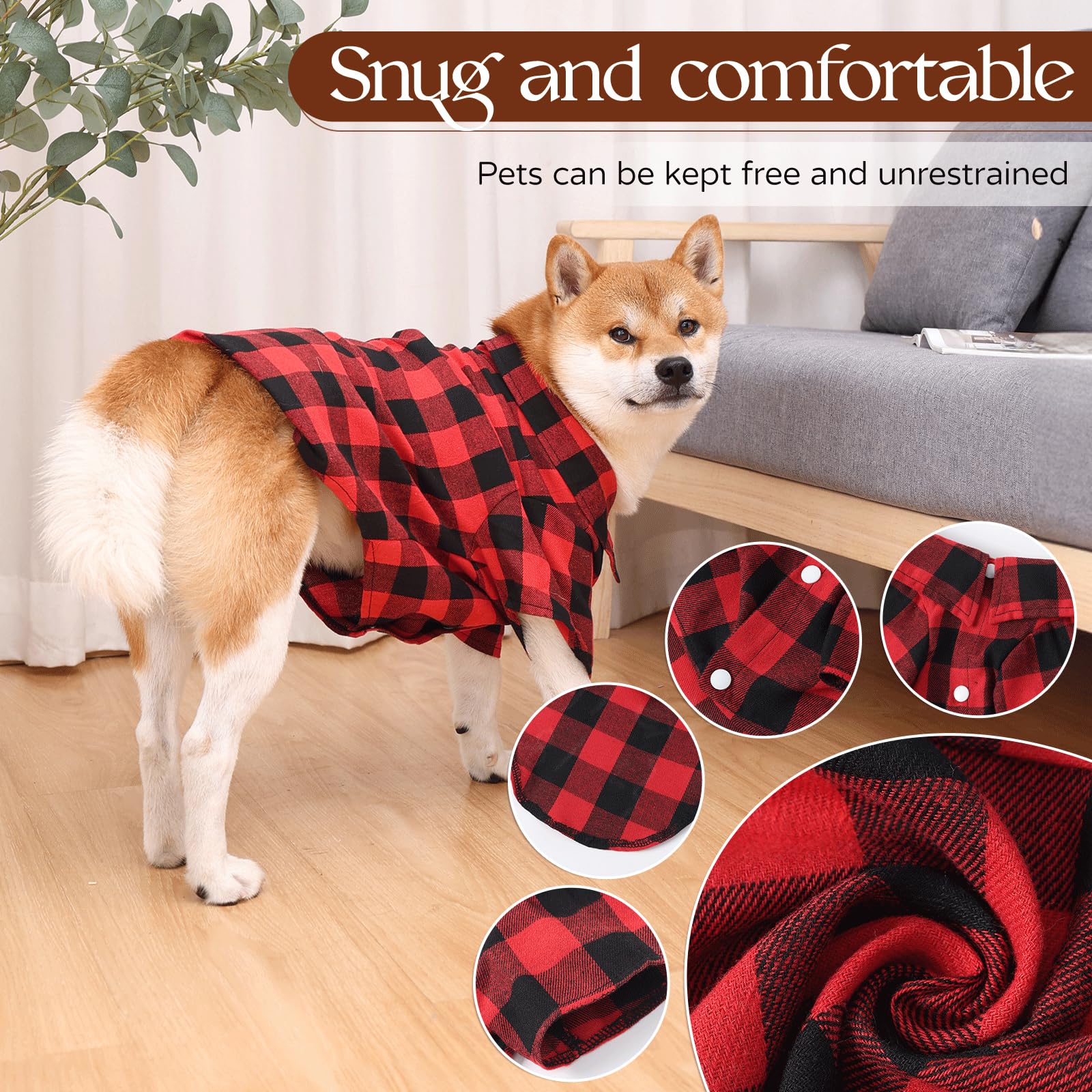 Harbyel plaid dog shirts outdoor UV protection closeup