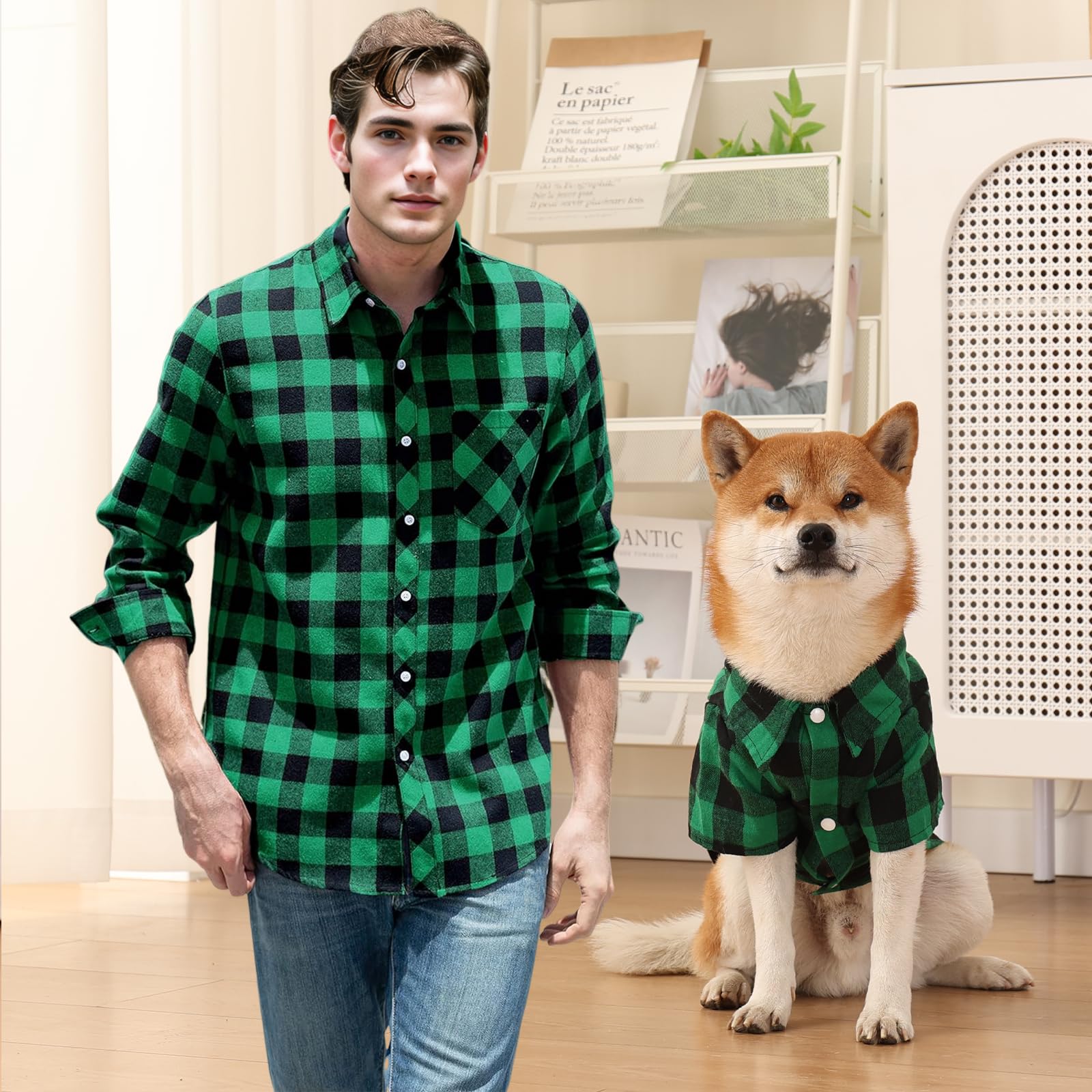 Harbyel plaid dog shirts outdoor wear scenario showing sun protection potential