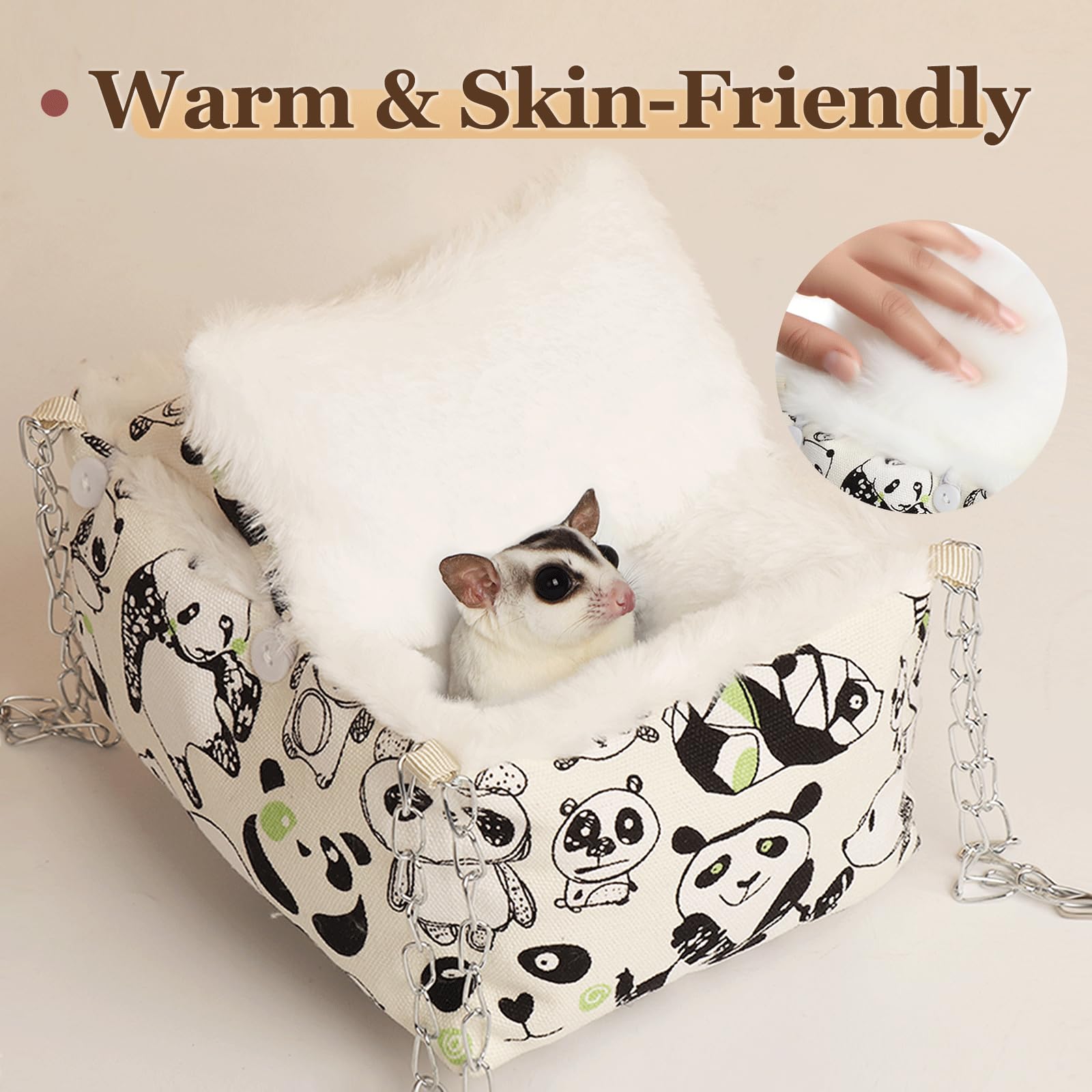 HardcorePet hamster-bed-faux-rabbit-fur-lining provides warm, plush comfort.