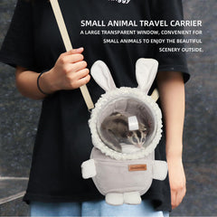 HardcorePet hamster carrier rabbit shape grey transparent window closeup for pet monitoring.