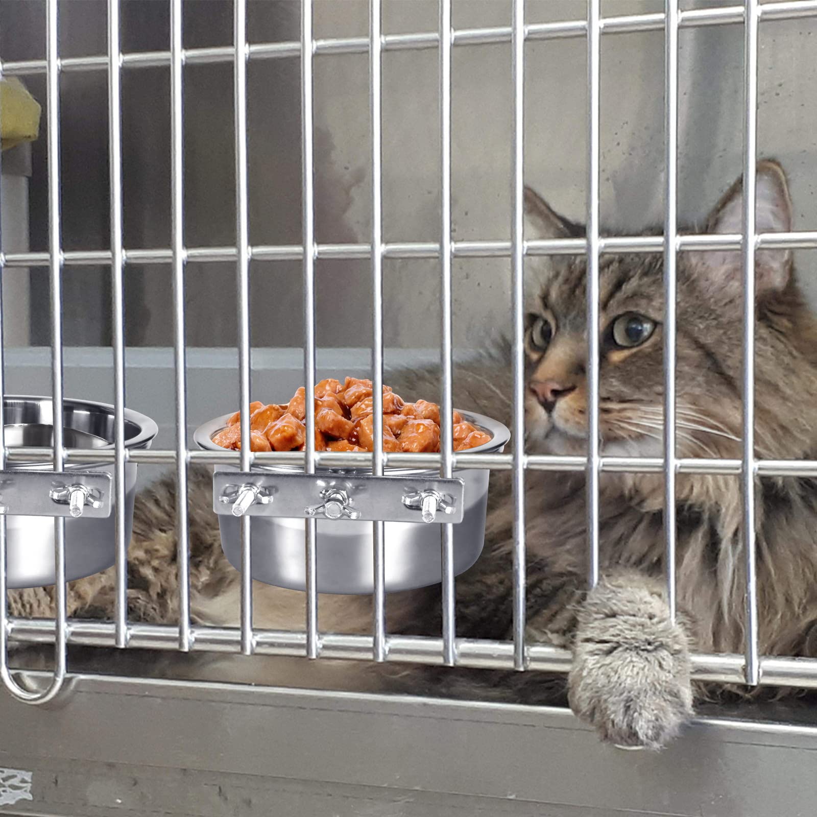 Harhana Kennel Water Bowl 2-pack cage compatibility for cats and small dogs.