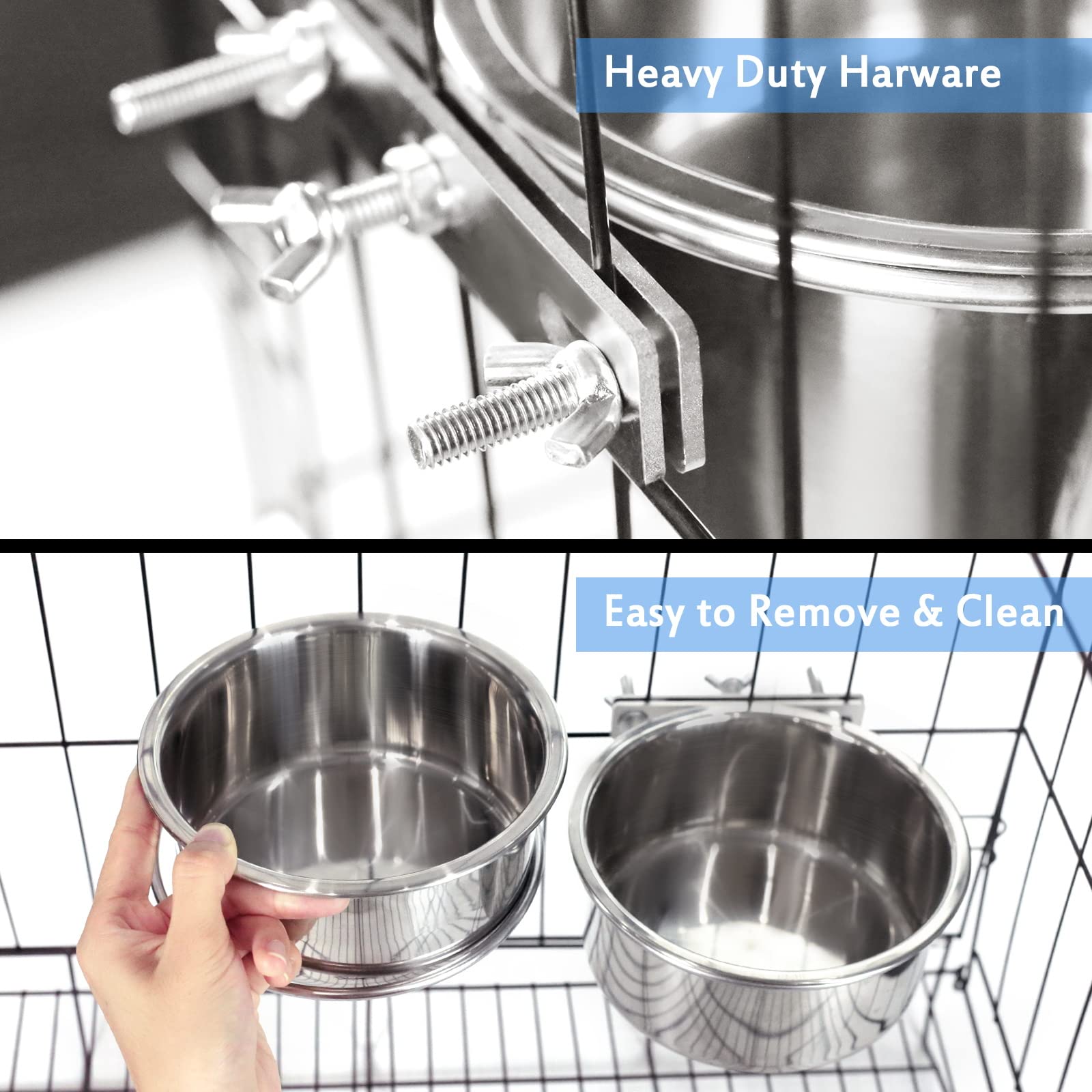 Harhana Kennel Water Bowl 2-pack stainless steel, dishwasher safe and easy to sanitize.