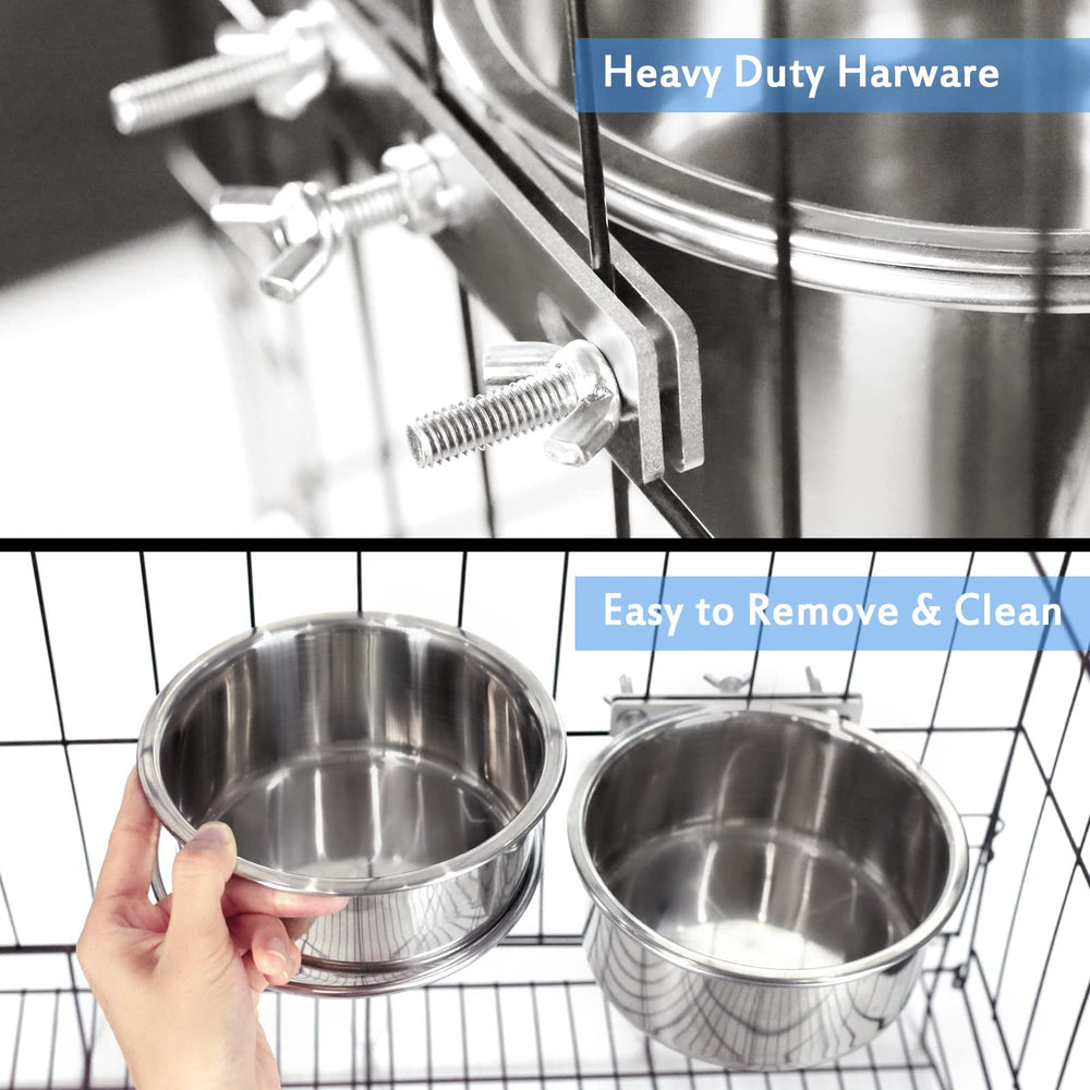 Harhana Kennel Water Bowl 2-pack stainless steel, dishwasher safe and easy to sanitize.