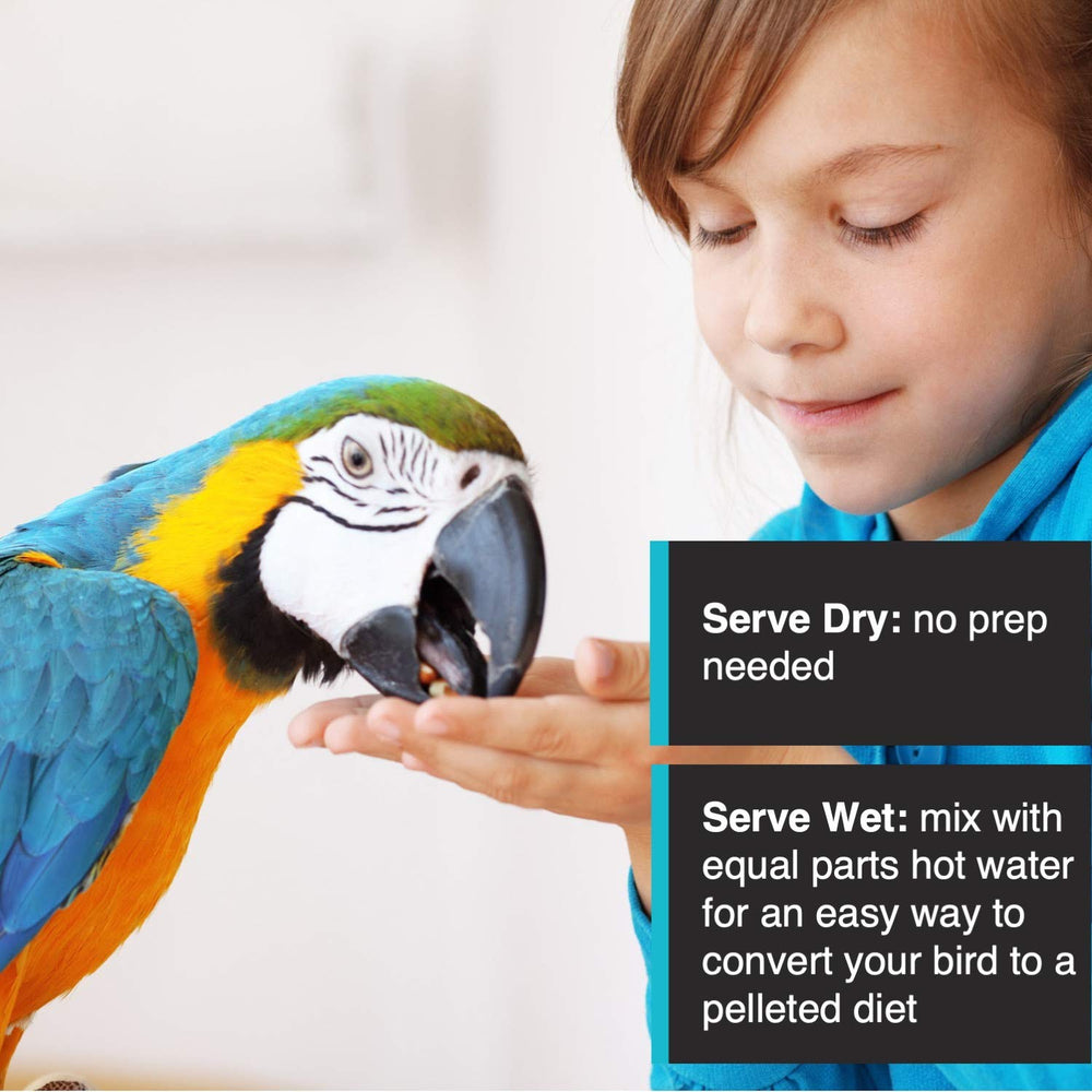 Hari Tropimix dry or moistened serving option for flexible feeding.