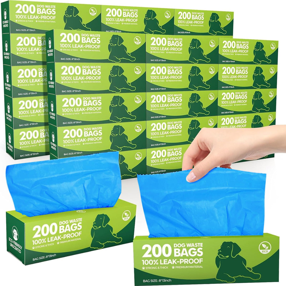 Harloon 6000-count dog poop bags pack with dispenser for park walks.