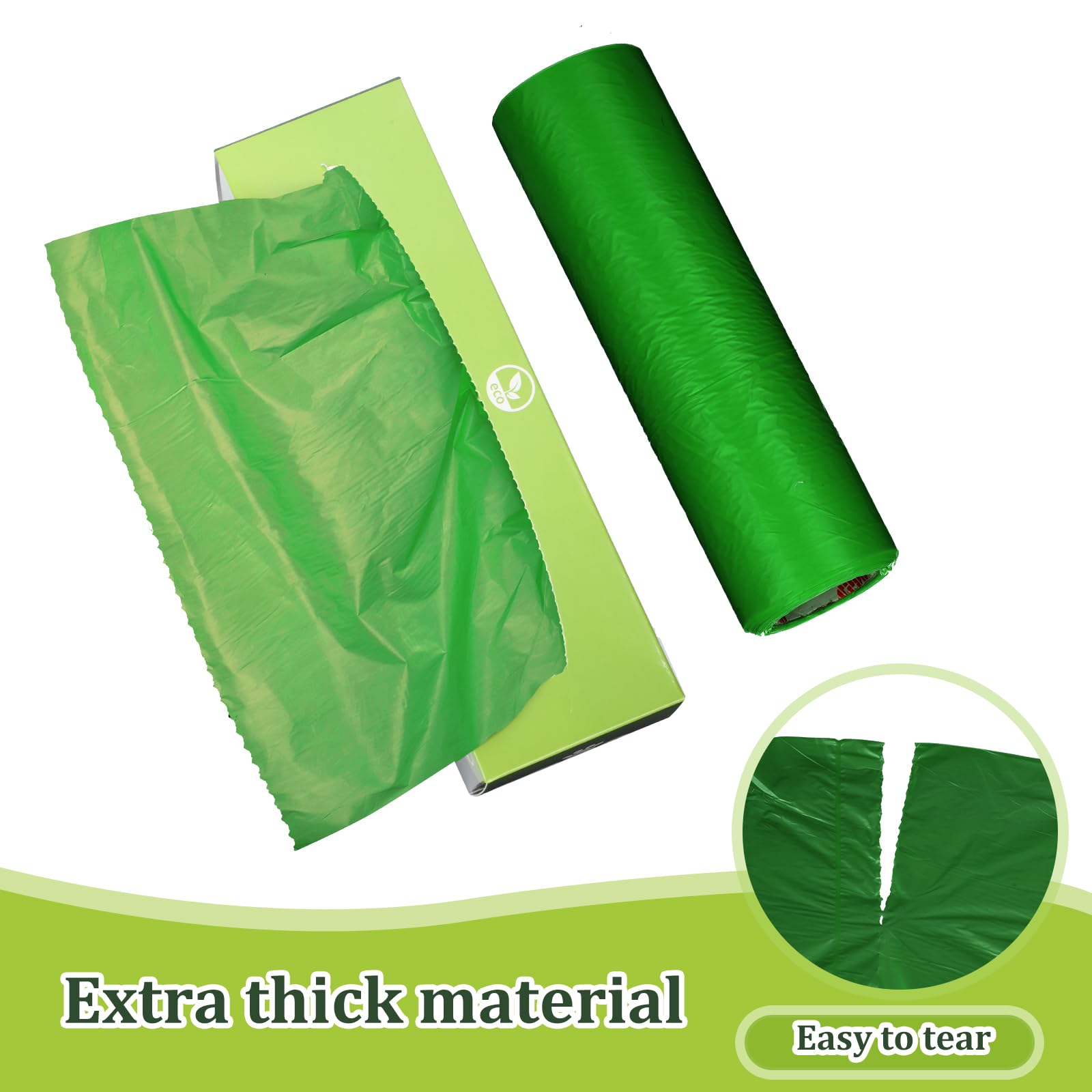 Harloon deep-green poop bags offer color and practicality.