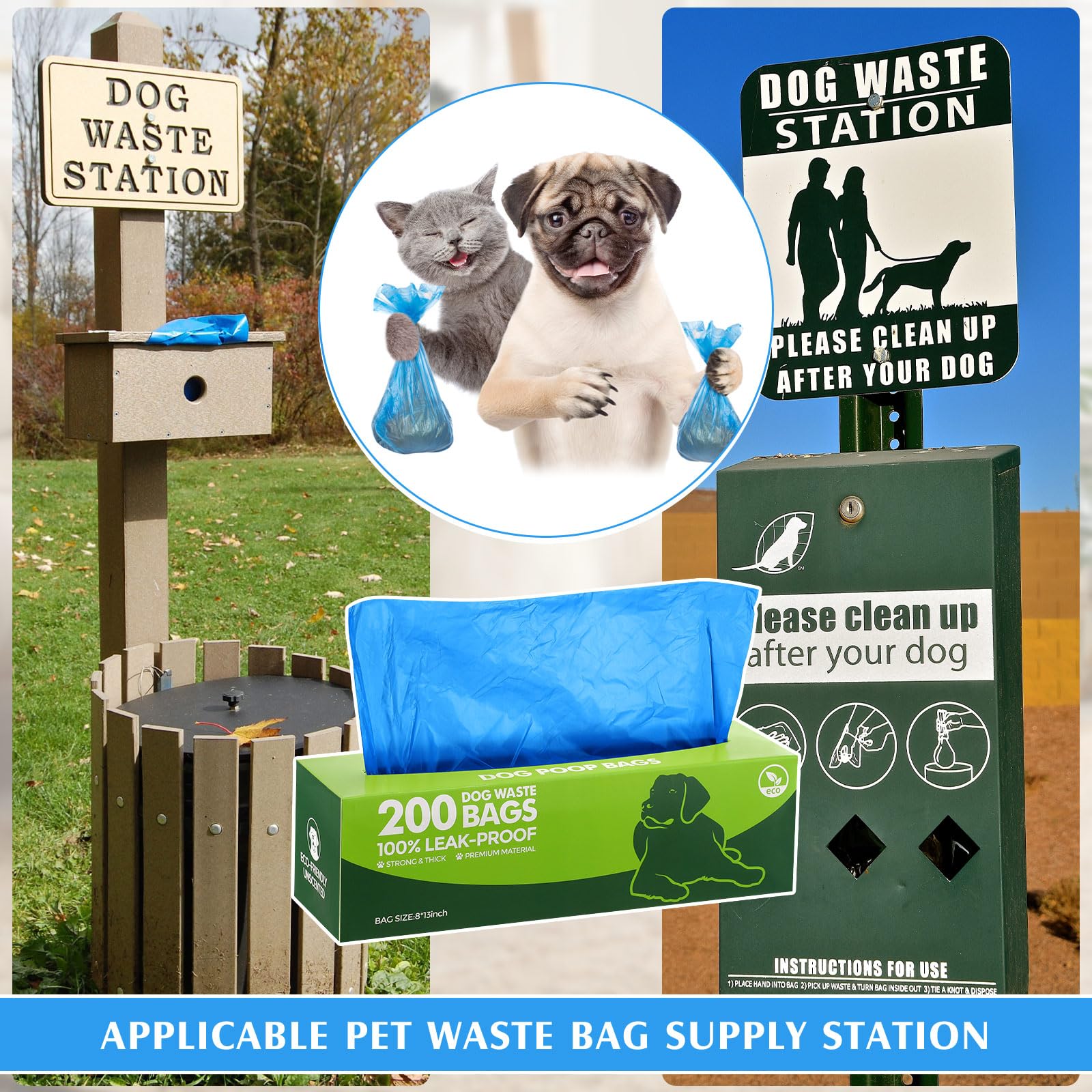Harloon universal 12x8 inch bags fit all dog sizes.