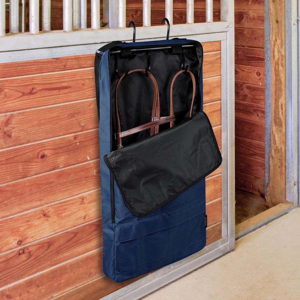 Harrison Howard 3-prong tack rack inside for organized hanging of multiple items