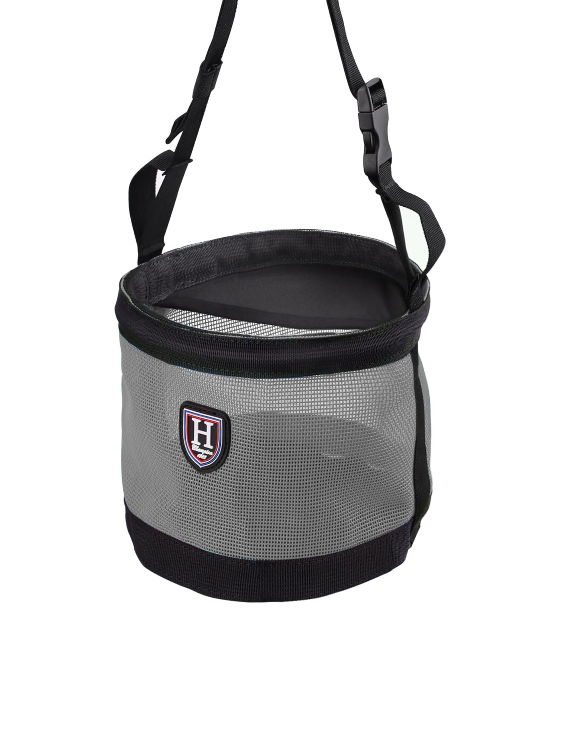 Harrison Howard mesh feed bag side shows breathable ventilation for comfort