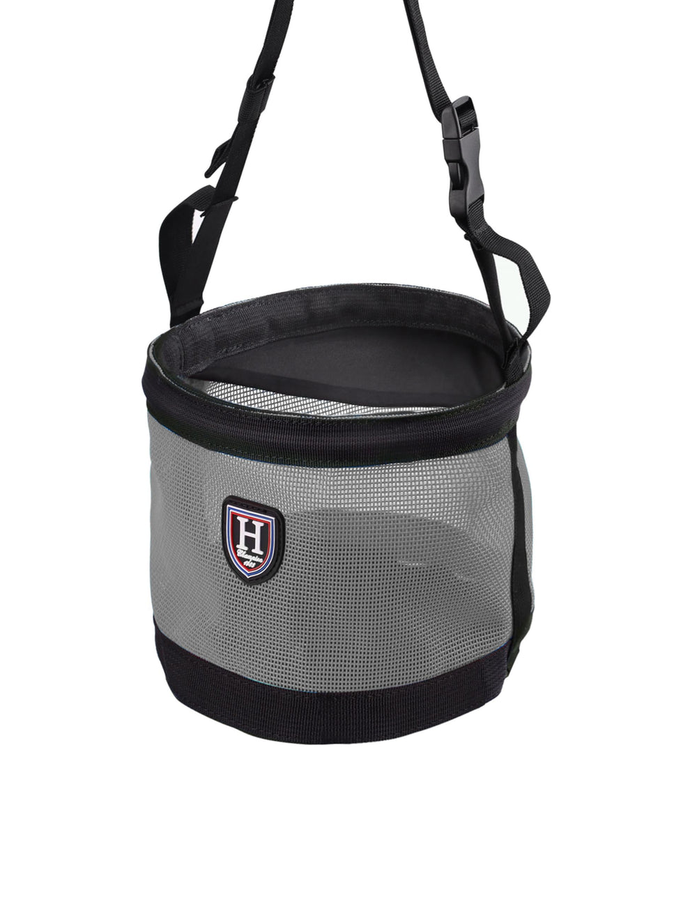 Harrison Howard mesh feed bag side shows breathable ventilation for comfort