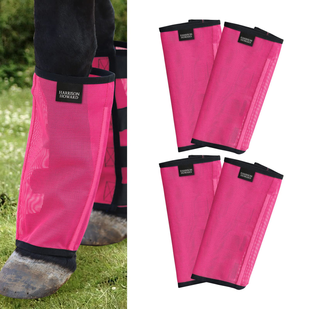Harrison Howard fly boots magenta pack-4 shows vibrant color for easy pasture identification