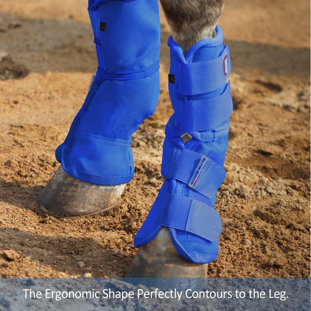 Harrison Howard leg guard hook-and-loop closures for adjustable fit.