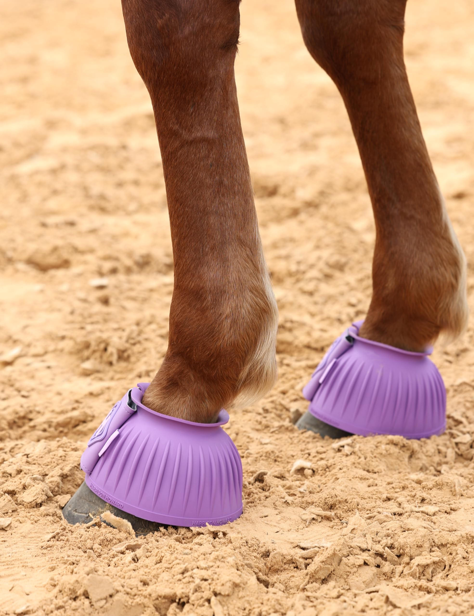 Harrison Howard large leather tape design enables quick, secure fastening on violet-xl boots