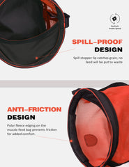 Harrison Howard muzzle bag adjustable pad strap provides comfortable fit for most horses.